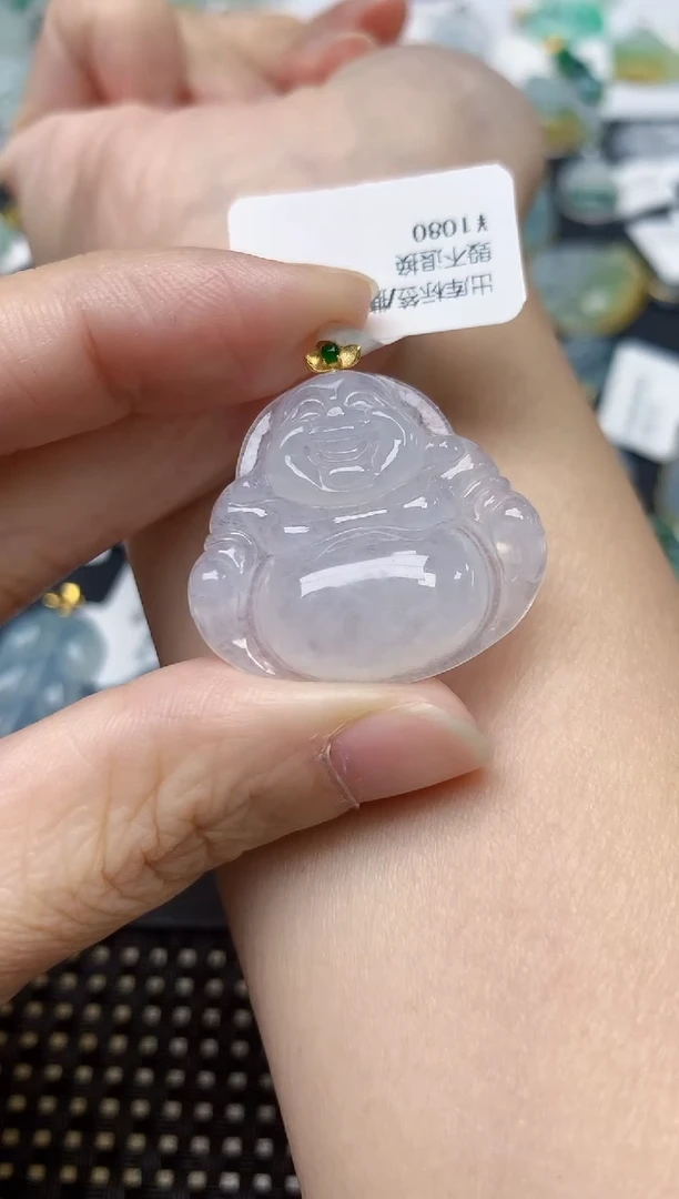 颈饰18K金镶嵌翡翠天然缅甸A货翡翠
