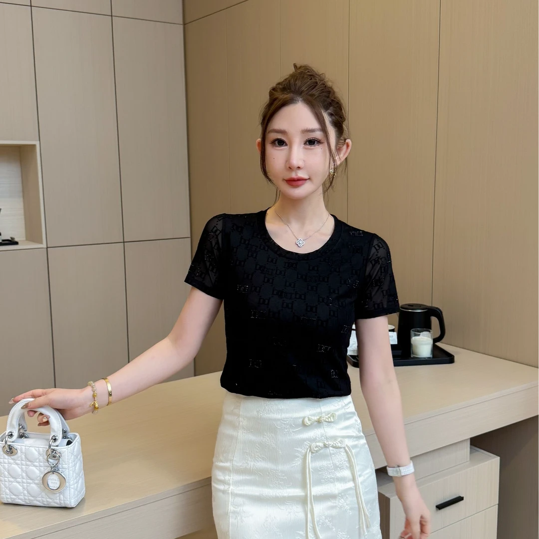 夏季T恤法式气质韩版透气短款打底衫半袖短袖圆领包袖速干洋气