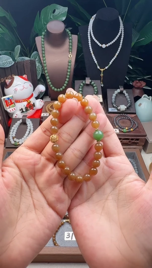 手串未镶嵌和田玉8m新疆且末糖玉手串