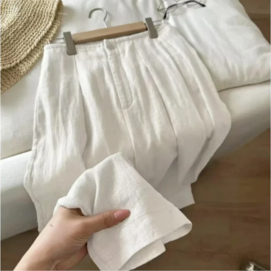 莱赛尔亚麻阔腿裤垂感高腰宽松直筒裤显瘦长裤