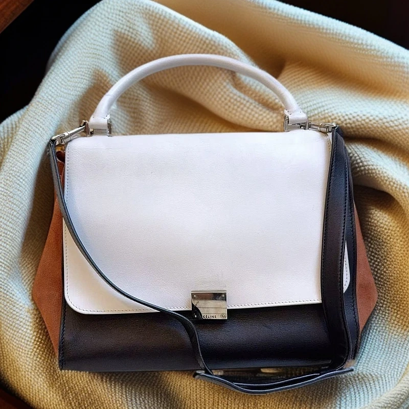 95新 Celine/思琳 秋千拼色手提单肩包 1171 2142