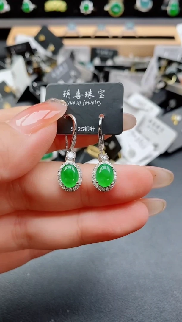 银S925镶嵌戒指翡翠1