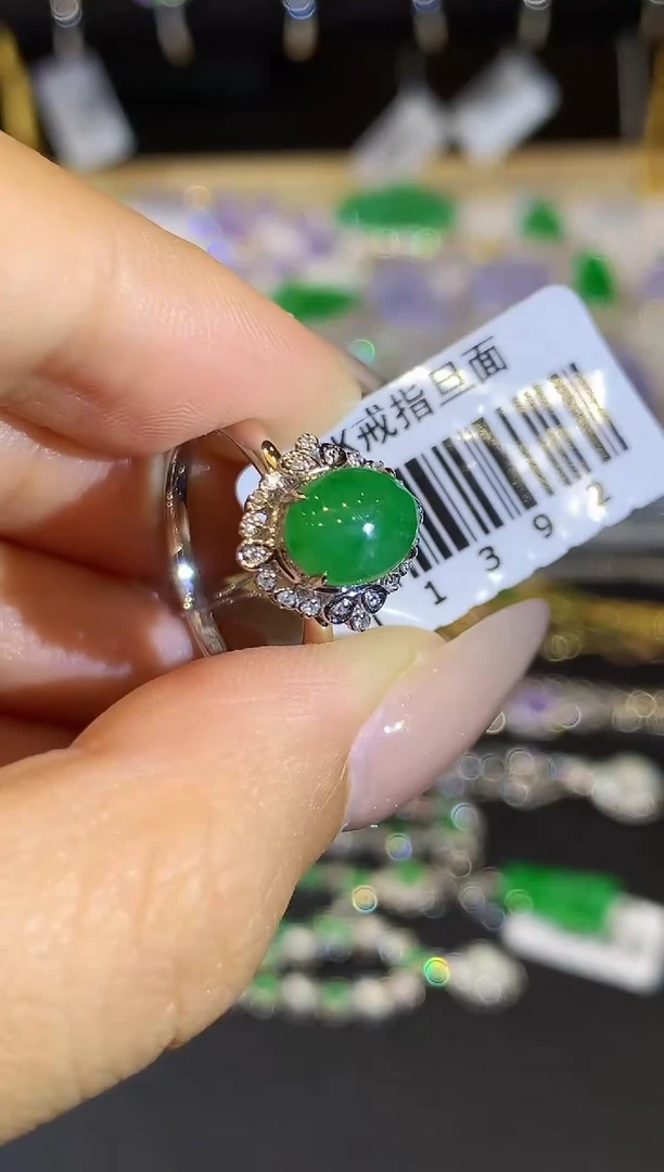 翡翠戒指18K金镶嵌L1392 多样性发其一