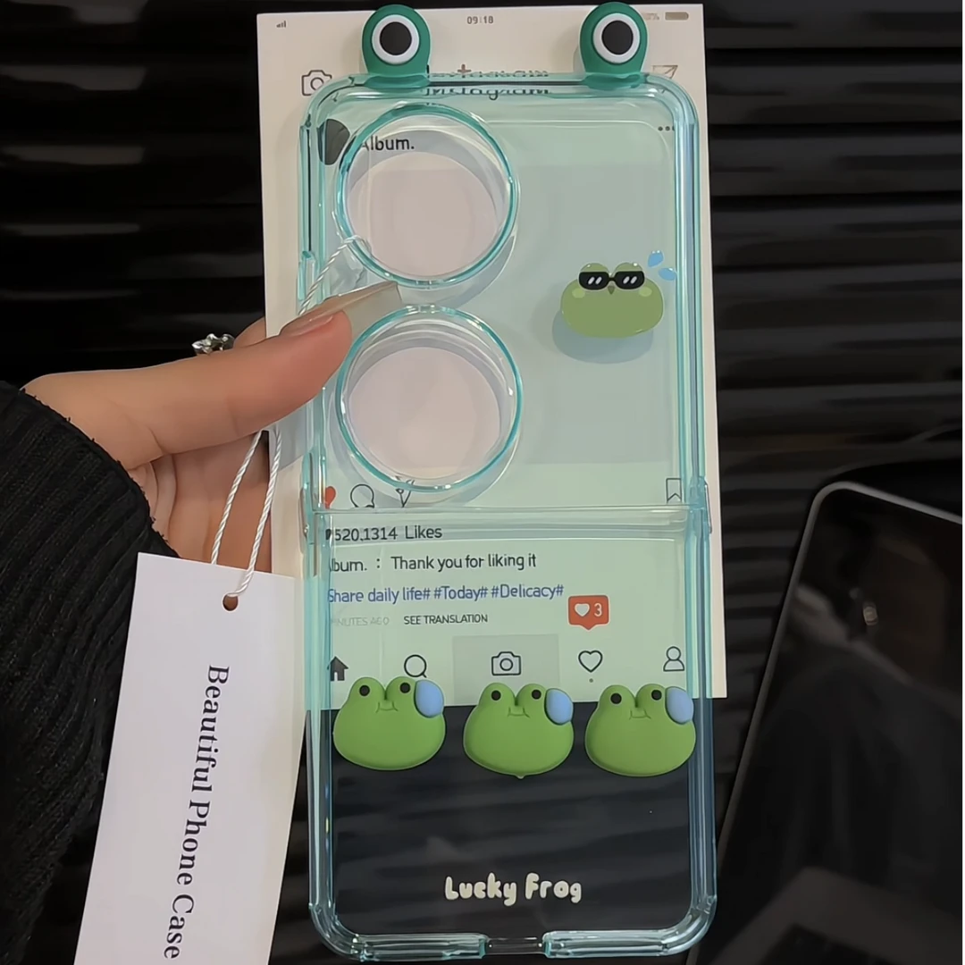 （华为POCKET2系）直边折叠适用华为pocket2手机壳p50小众ins风青蛙