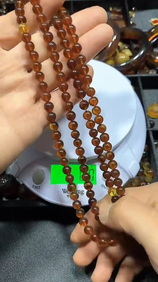 琥珀颈饰未镶嵌天然缅甸琥珀手串