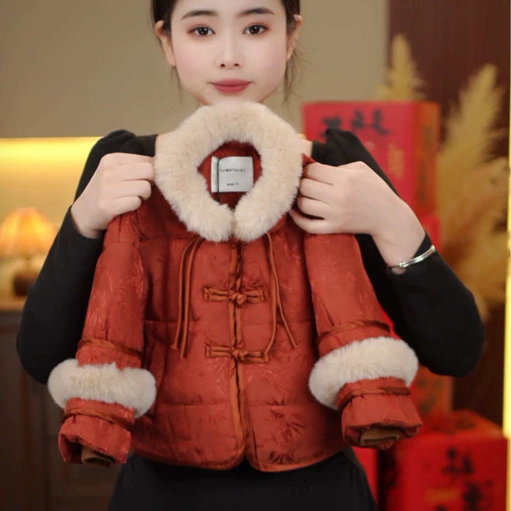 【红红火火】男女宝宝2024冬季新款加厚保暖汉服外套中国风35527