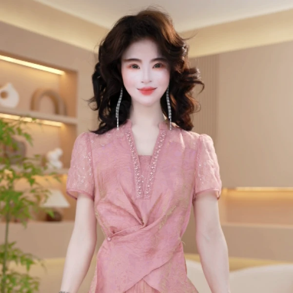 夏季新款时尚百搭高级优雅流行爆款气质名媛高级修身两件套M-4XL