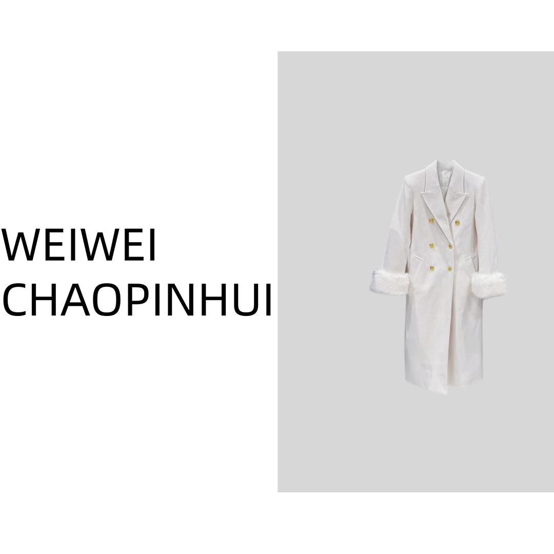 意模【薇薇高端欧货】秋冬名媛轻奢宽松袖口拼接毛呢外套-31070838