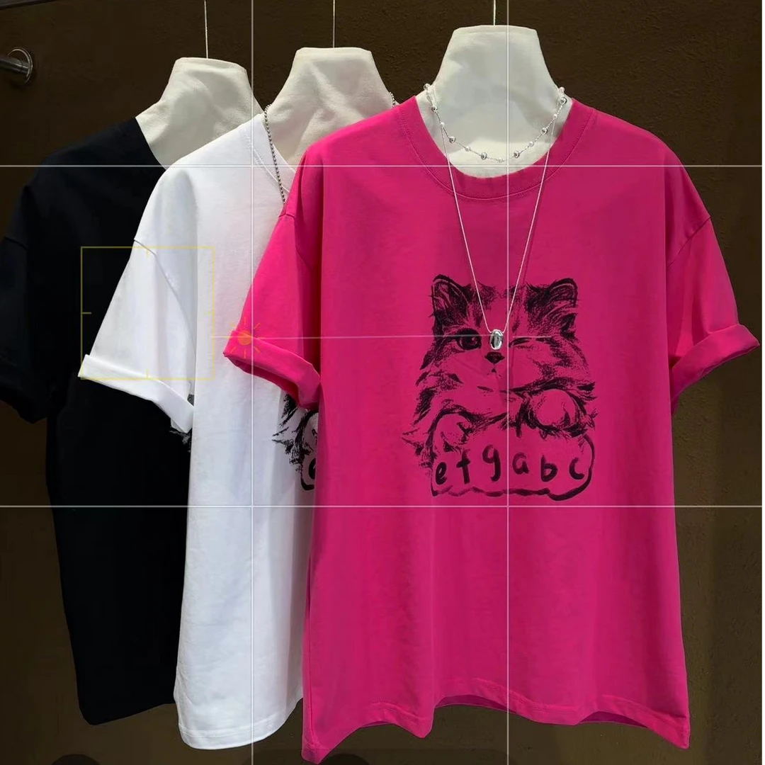 8813#新款卡通猫咪印花T恤