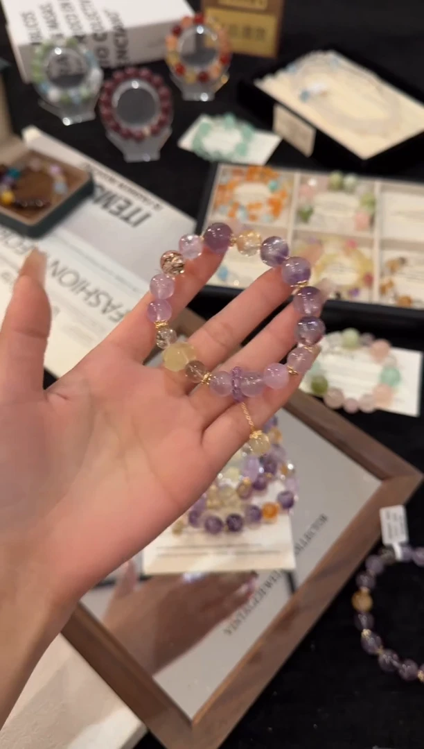 合金手链水晶紫水晶多宝x3192