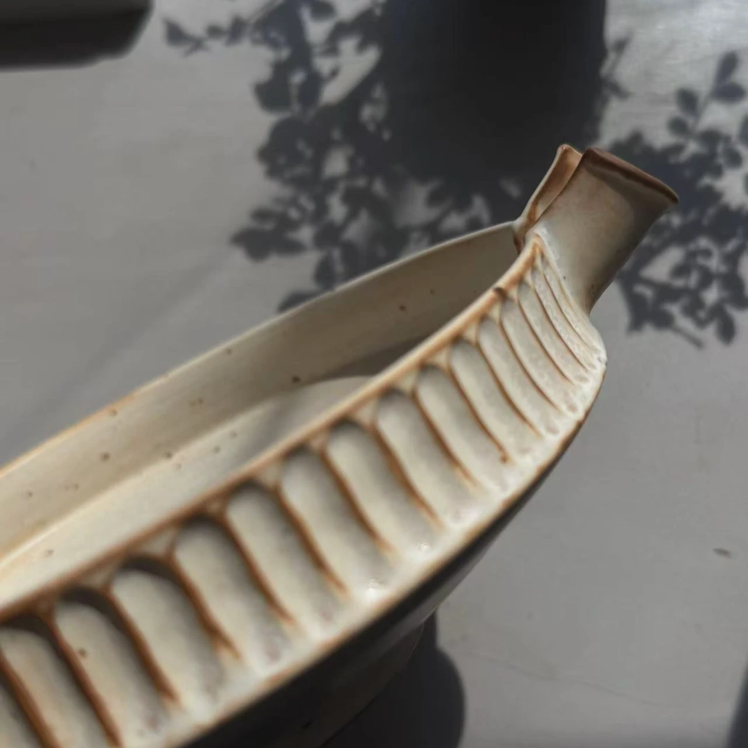 树见造物x半斋丨《沙白色直嘴深盘》简约  日式YM250023