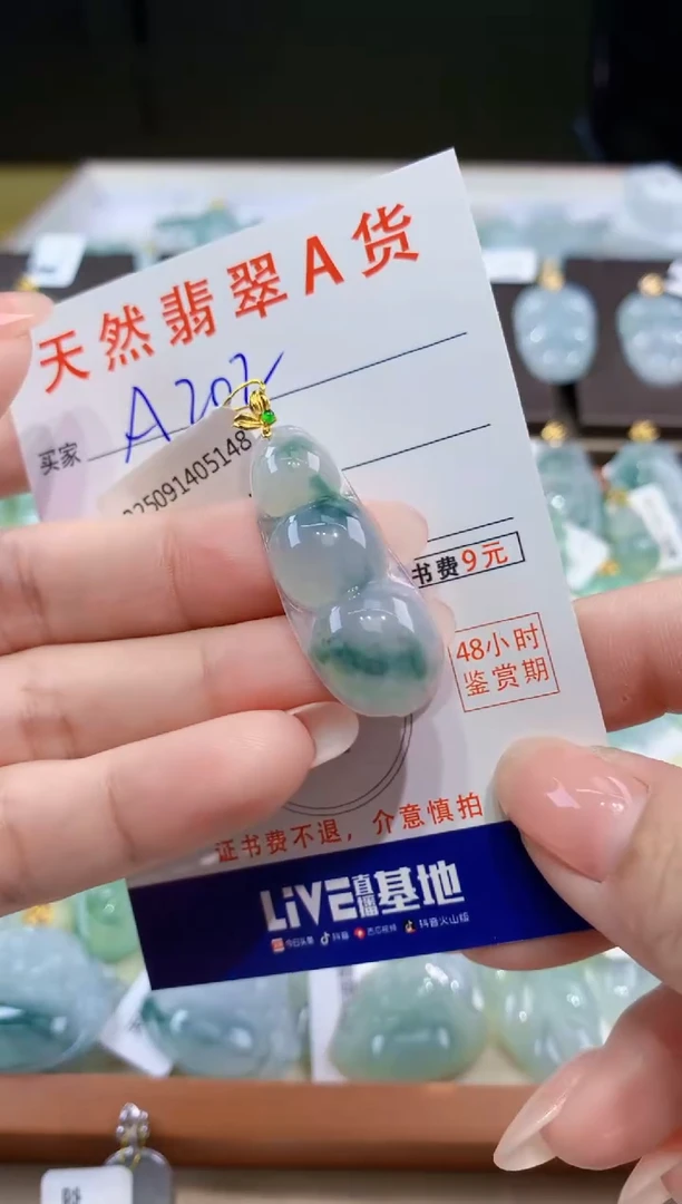 颈饰18K金镶嵌翡翠天然翡翠A货挂件