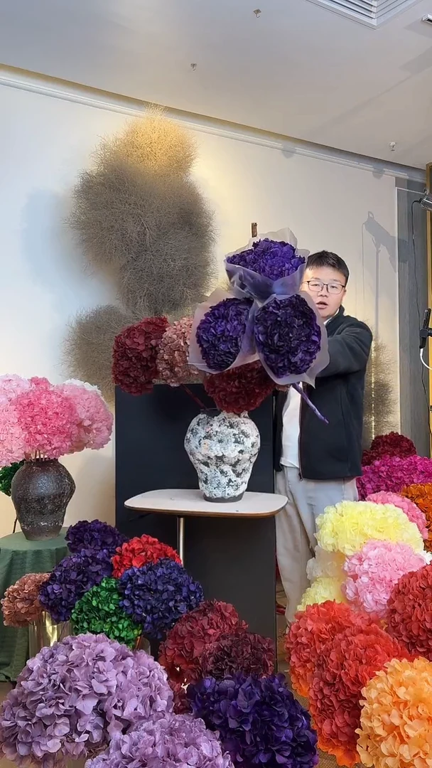 90  山前小麦 · 漂色永生大叶绣球3枝 紫罗兰