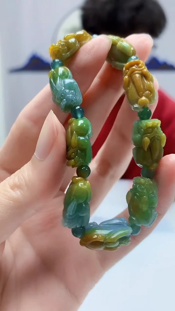 【闪购商品】定制翡翠未镶嵌4688zm-毛货貔貅手串198