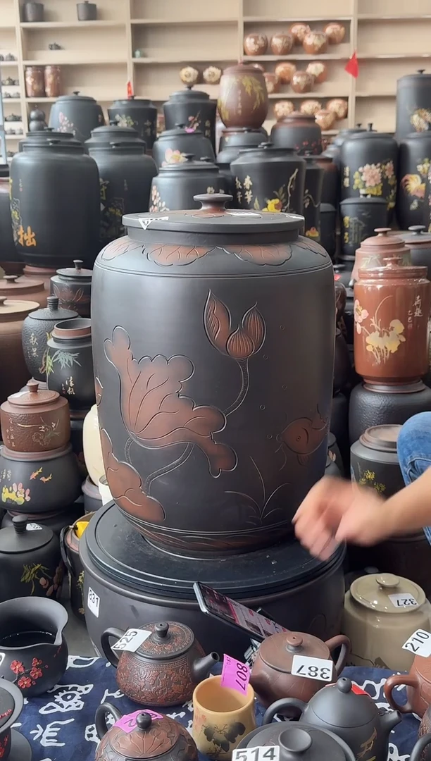 罐瑕疵茶缸高50cm荷花   009