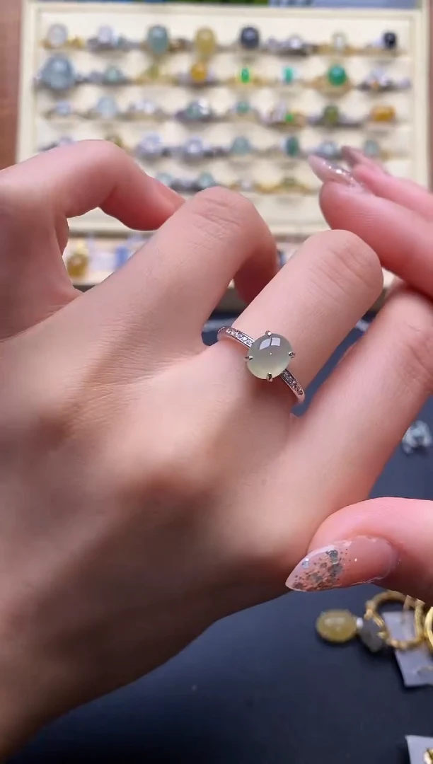 翡翠戒指银S925镶嵌444444+1