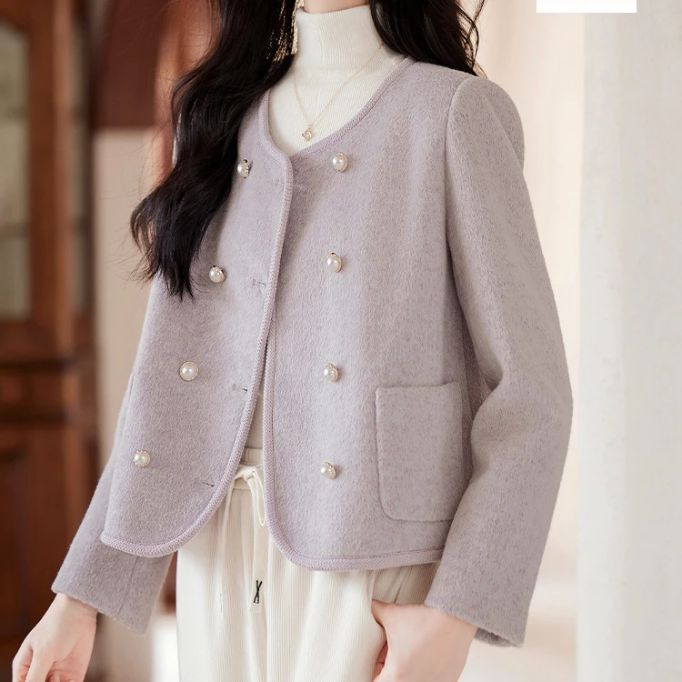 短外套小香风春秋气质小个子洋气短款时尚毛呢百搭修身韩版#0C1