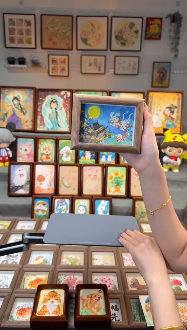 国画奔月小兔 手绘国画13