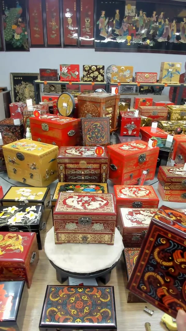 【闪购商品】23酒红三层铜丝贝壳镶嵌龙凤呈祥升级款