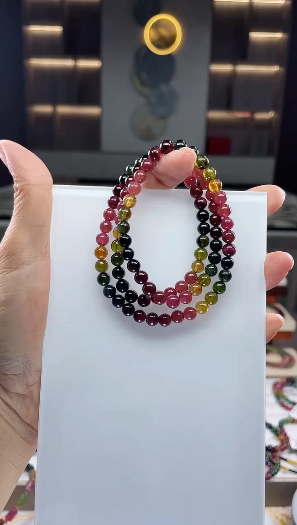 未镶嵌三圈手串碧玺（多样性发一条）Q