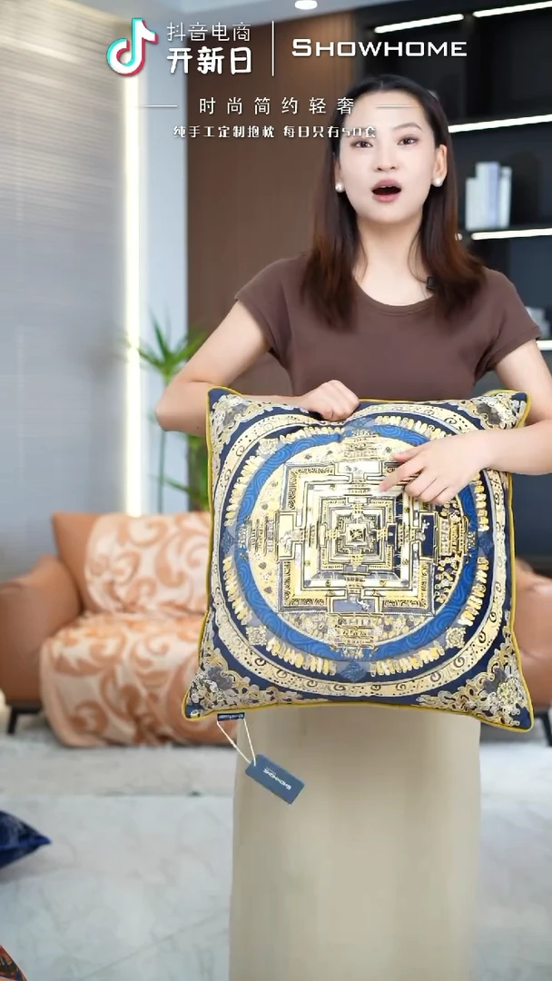 化纤唐卡金色50X50