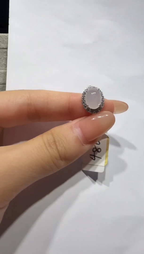 银S925镶嵌戒指翡翠925银镶缅甸A货翡翠戒指