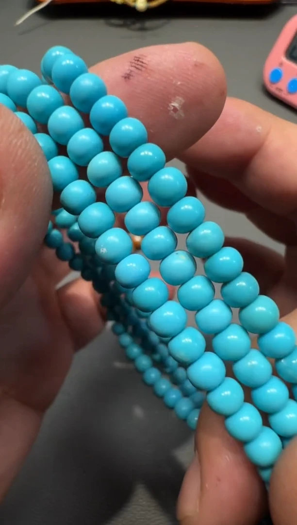 合金绿松石颈饰手持108