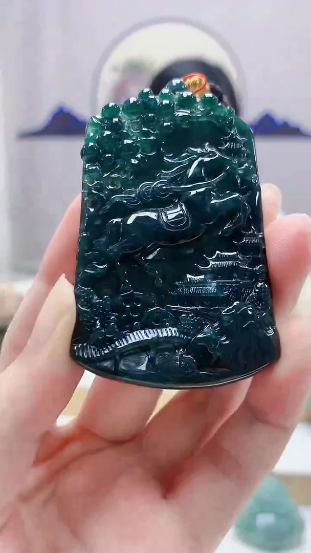 未镶嵌定制翡翠4852zm-毛货挂件18马牌