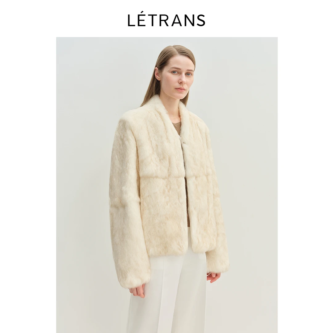 【元一Letrans 】伯爵巴斯克 弧形小V领兔毛外套