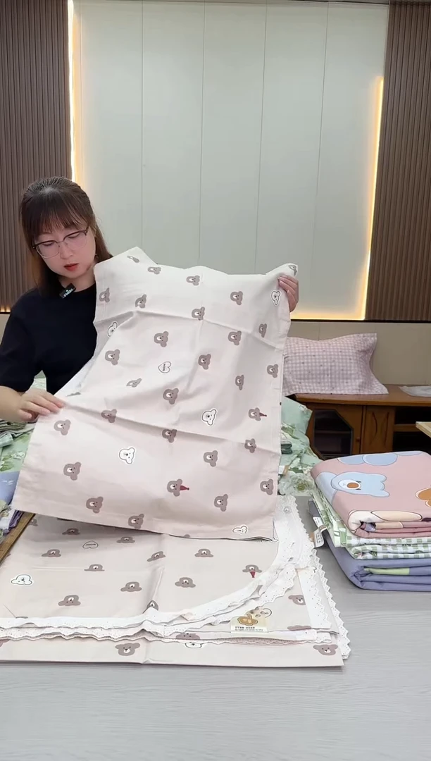 棉棉全棉枕套一对  可可熊枕套