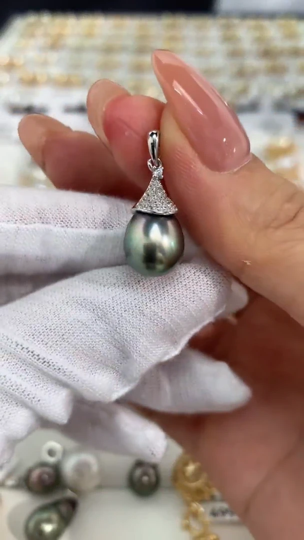 银S925镶嵌海水珍珠吊坠(不含链)吊坠