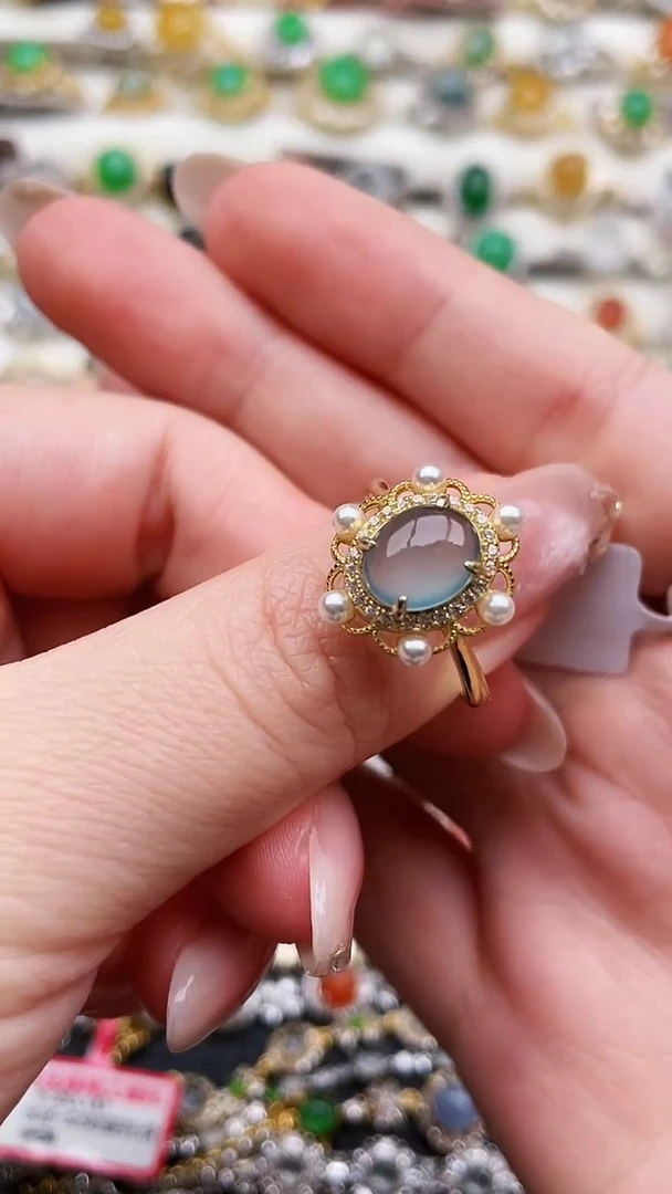 银S925镶嵌戒指翡翠119