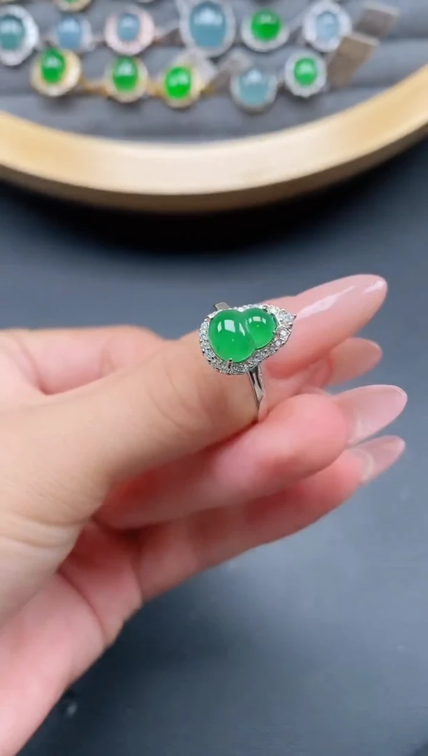 银S925镶嵌戒指翡翠111