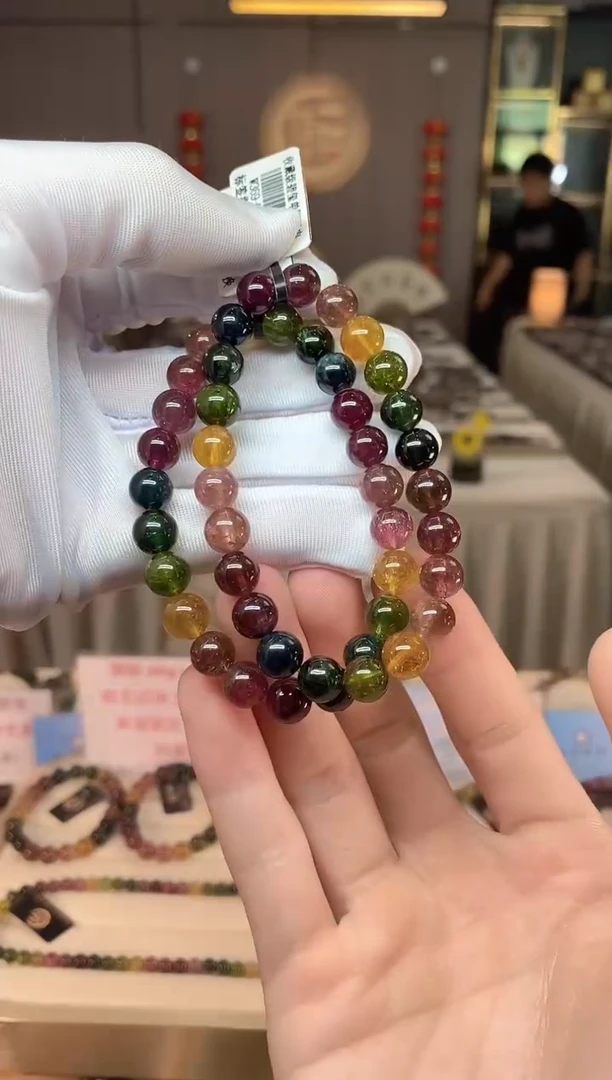 未镶嵌老矿碧玺色标彩虹单圈手串8mm+碧玺多样性发货一条xion