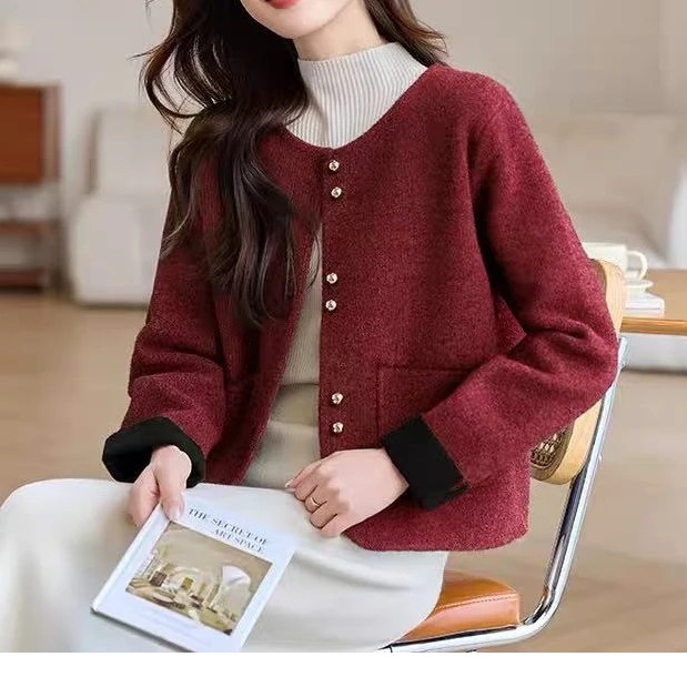 6588秋季新款气质百搭双面尼短外套（衣长55CM 左右）