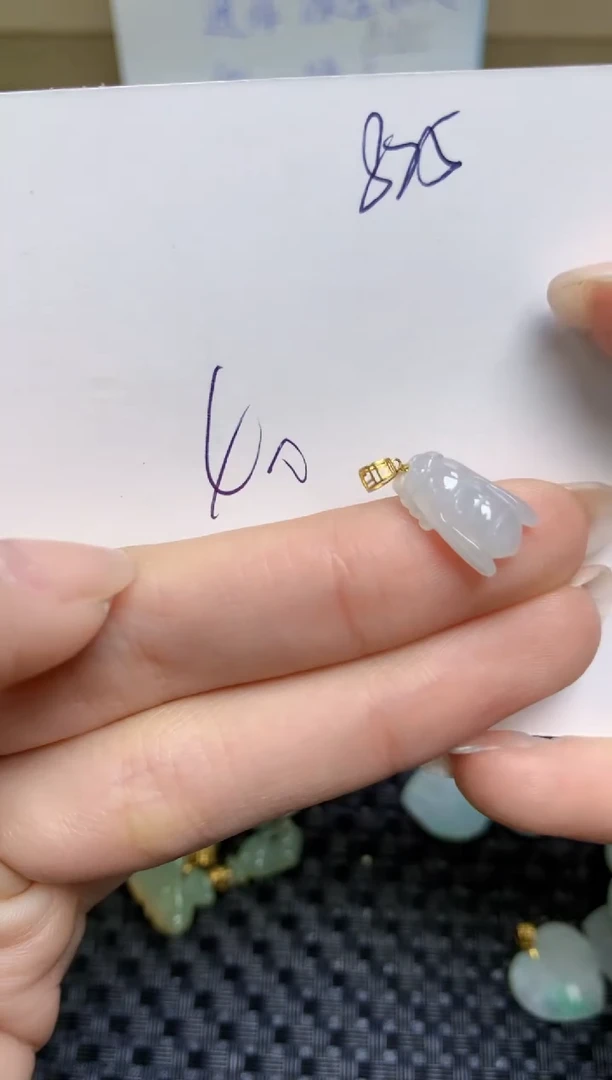 【闪购商品】翡翠颈饰18K金镶嵌天然缅甸A货翡翠