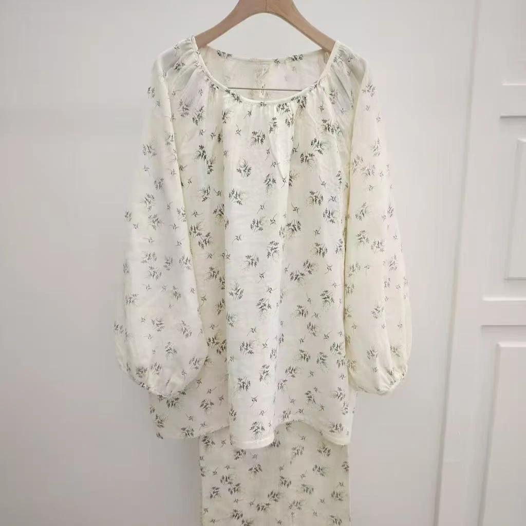 【长袖套装】A类婴儿100%棉纱长袖睡衣春秋家居服防凸点碎花套装