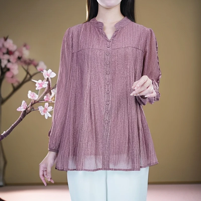 春季减龄衬衣洋气上衣胖妹妹大码女装上档次母亲衣服中老年妈妈装