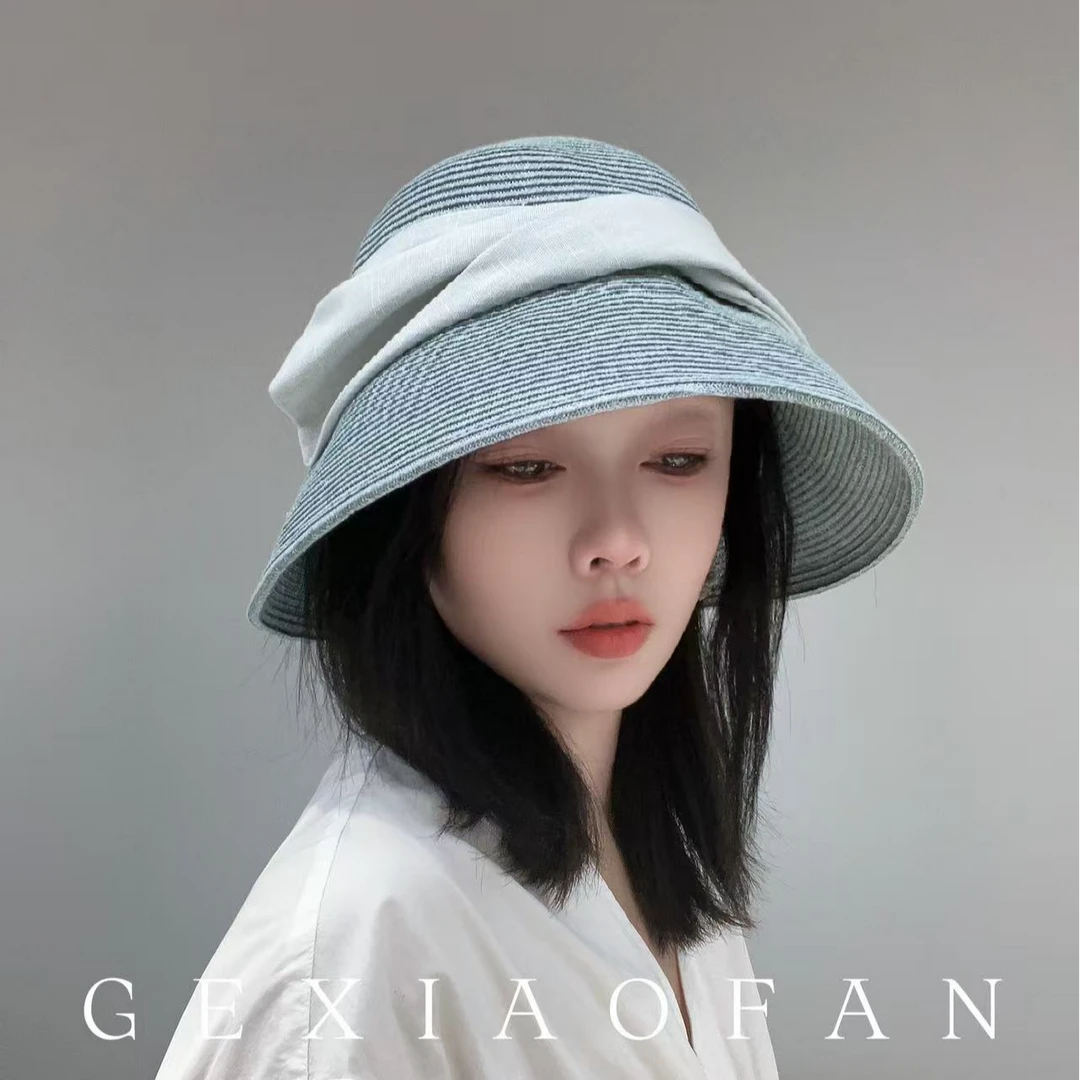 日系高级草帽夏天出游度假防晒沙滩太阳帽遮阳帽渔夫帽帽子防晒帽