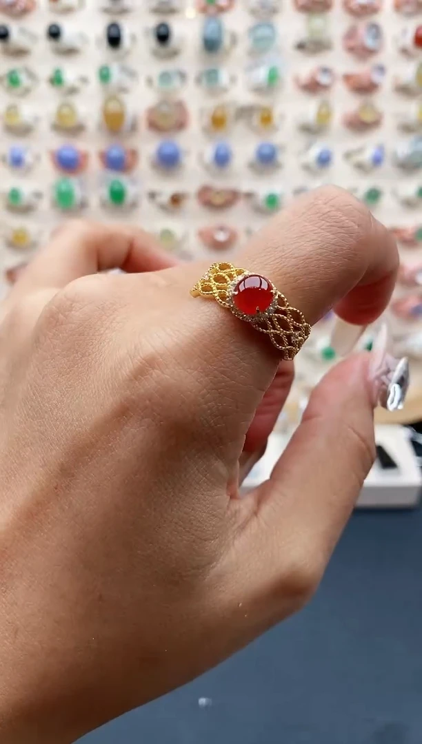 【闪购商品】翡翠戒指银S925镶嵌缅甸天然A货翡翠111  6+1