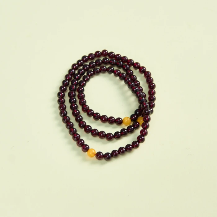 石惑珠宝@石榴石圆珠约4.8-5mm三圈手串/多样性发一