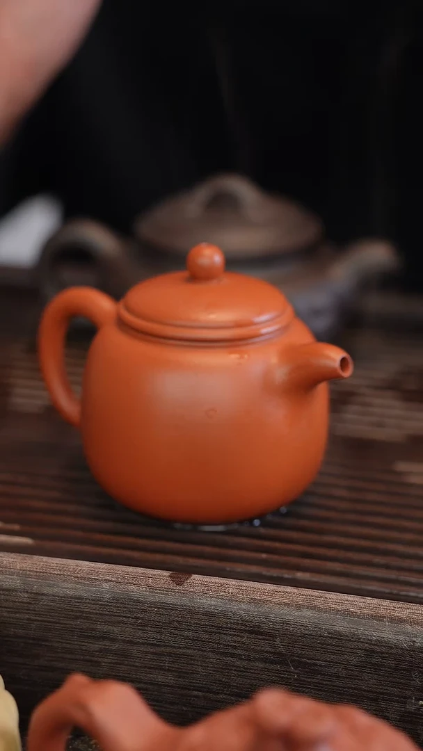 茶壶紫砂匏尊 朱泥 半手工 190cc