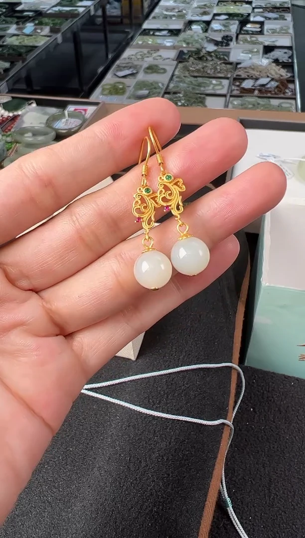 和田玉银S925镶嵌耳饰多样性拍一发一