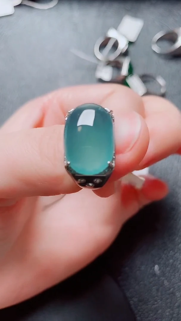 银S925镶嵌戒指翡翠翡翠