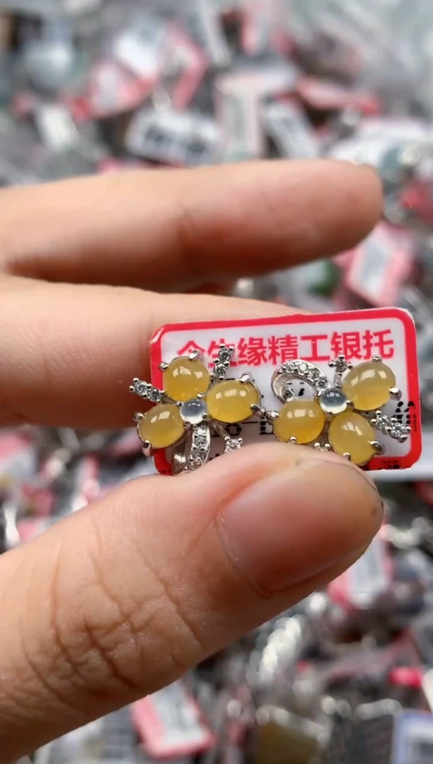 银S925镶嵌戒指翡翠天然A货缅甸翡翠