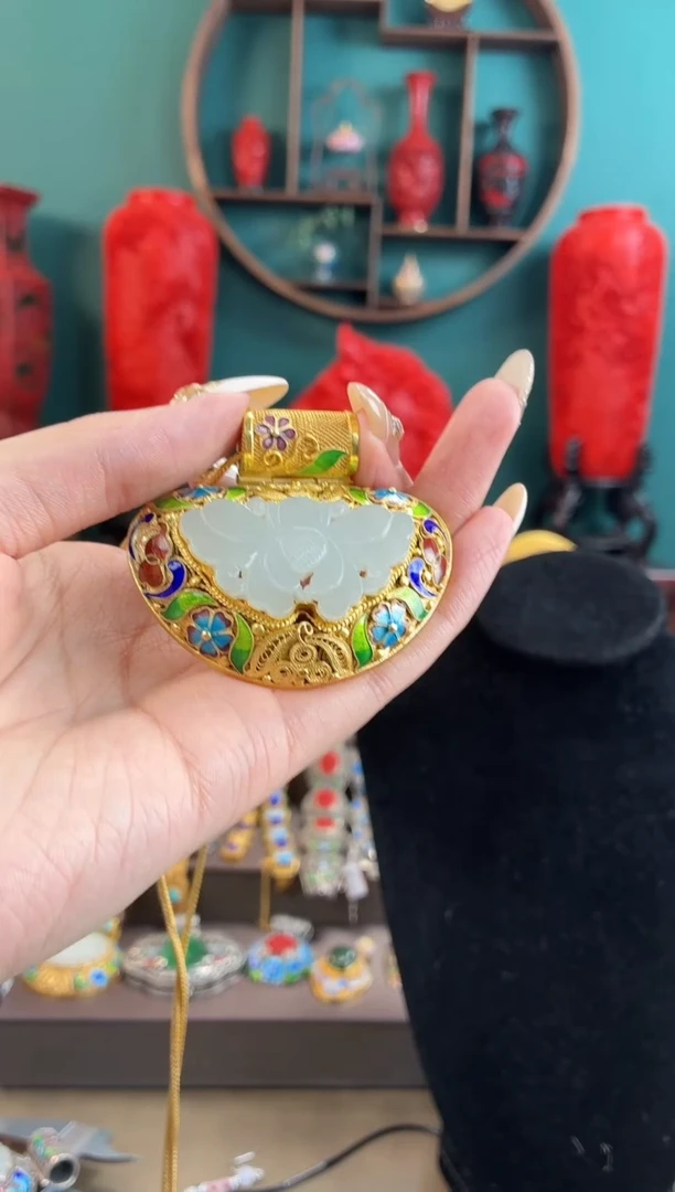 珍*非遗手工花丝镶嵌吊坠