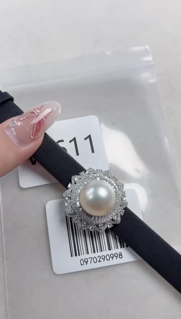 银S925镶嵌手表海水珍珠W611