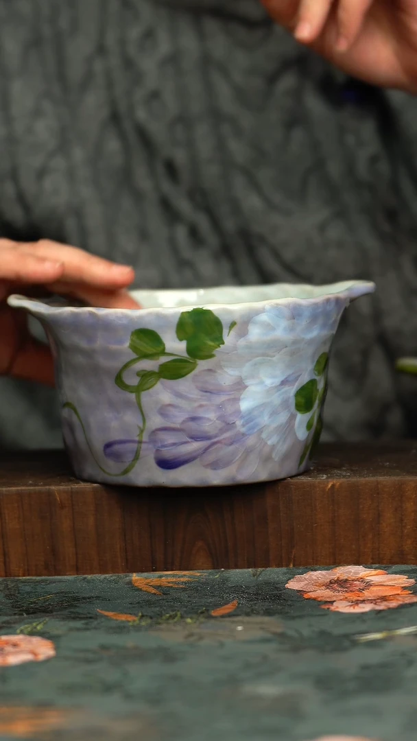 杯釉下彩手工手绘同款陶器