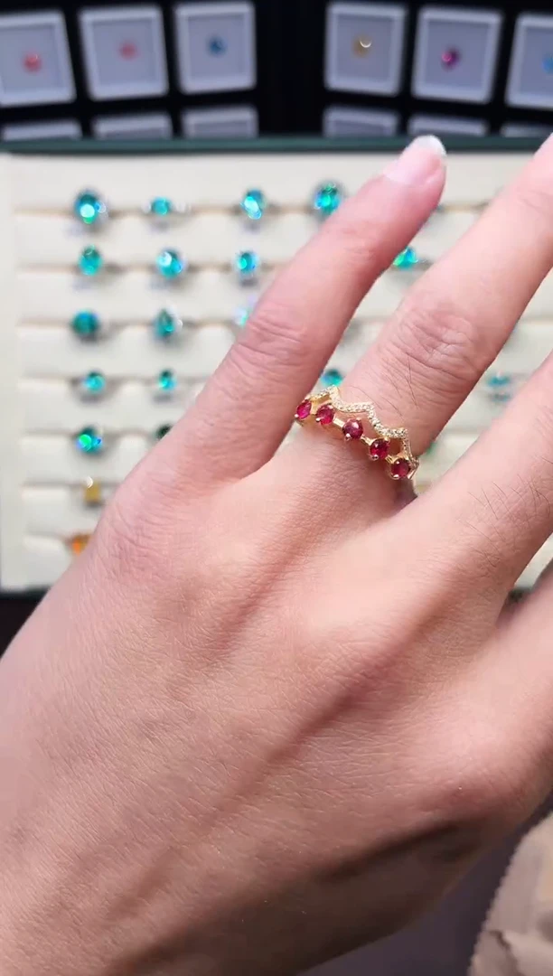 银S925镶嵌戒指红宝石1