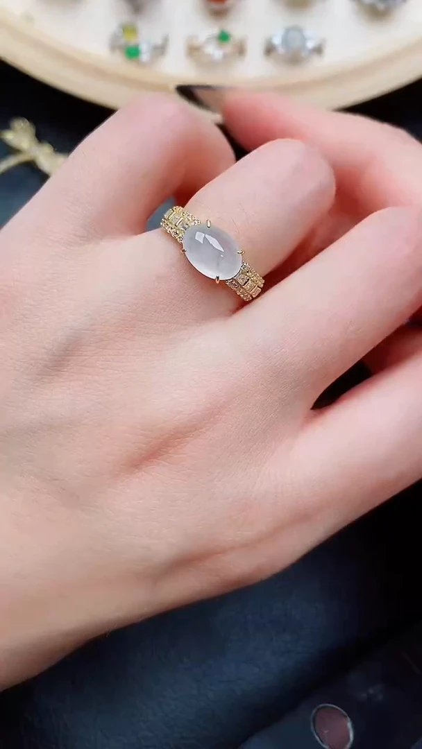 银S925镶嵌戒指翡翠...